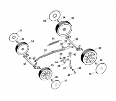 Ersatzteile WOLF-Garten Benzin Rasenmäher ohne Antrieb Concept 43 BPP Typ: 4342000 Serie B-E  (2003) Höhenverstellung, Räder 