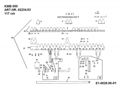 Ersatzteile Zubehör Einachser Kommunalmähbalken KMB 650 117 cm für 550-750 Typ: 02234.03  (1989) Mähbalken