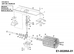 Ersatzteile Zubehör Einachser Frontkehrmaschine KM 650 N für 550-750 Typ: 00296.05  (1992) Getriebe, Kehrwalze