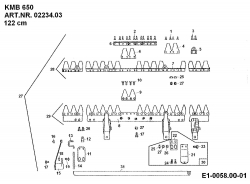 Ersatzteile Zubehör Einachser Kommunalmähbalken KMB 650 122 cm für 550-750 Typ: 02234.03  (1989) Mähbalken