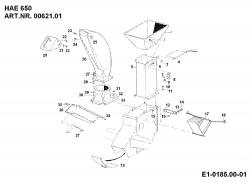 Ersatzteile Zubehör Einachser Häcksler HAE 650 für 550-750 Typ: 00621.01  (1992) Auswurfschacht, Trichter