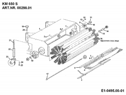 Ersatzteile Zubehör Einachser Frontkehrmaschine KM 650 S für 550-750 Typ: 00298.01  (1994) Kehrwalze, Stützrad