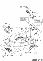 Ersatzteile WOLF-Garten Benzin Rasenmäher mit Antrieb Expert 46 B S Typ: 12A-YA5L650  (2018) Leitstück hinten, Mähwerksgehäuse, Stange für Heckklappe, Seitenverkleidungen 