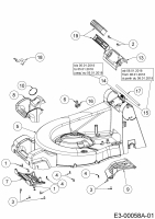 Ersatzteile WOLF-Garten Benzin Rasenmäher mit Antrieb Expert 53 B V Typ: 12AQZA7F650  (2018) Leitstück hinten, Mähwerksgehäuse, Stange für Heckklappe, Seitenverkleidungen 