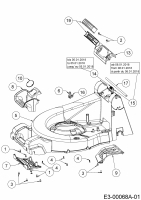 Ersatzteile WOLF-Garten Benzin Rasenmäher mit Antrieb Expert 46 W ES SP Typ: 12ACYAS7650  (2018) Leitstück hinten, Mähwerksgehäuse, Stange für Heckklappe, Seitenverkleidungen 