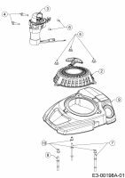 Ersatzteile MTD-Motoren Vertikal 6X65RHA Typ: 752Z6X65RHA  (2018) Elektrostarter, Gebläsegehäuse, Reversierstarter
