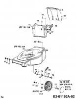 Ersatzteile MTD Benzin Rasenmäher ohne Antrieb GE 45 B Typ: 11A-T00Z678  (1998) Höhenverstellung, Räder 