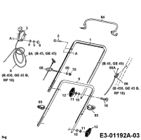 Ersatzteile MTD Benzin Rasenmäher ohne Antrieb GE 45 B Typ: 11A-T00Z678  (1998) Holm 