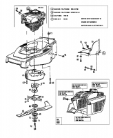 Ersatzteile Floraself Motormäher mit Antrieb 4046 BLR Typ: 12A-T14X668  (1998) Grasfangkorb, Messer, Motor
