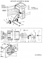 Ersatzteile MTD Häcksler 422 Silent Typ: 24A-741N664  (2002) Auswurfschacht, Messer, Trichter, Räder 