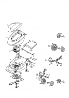 Ersatzteile MTD Elektro Rasenmäher ohne Antrieb E 38 W Typ: 18A-G3F-664  (1999) Elektromotor, Messer, Räder 