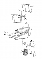 Ersatzteile Gutbrod Elektromäher HE 42 Typ: 18B-L1F-604  (1999) Höhenverstellung, Räder vorne