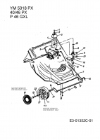 Ersatzteile MTD Benzin Rasenmäher ohne Antrieb P 46 GXL Typ: 11A-X04H600 (2005) Höhenverstellung, Räder vorne 