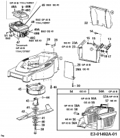 Ersatzteile MTD Benzin Rasenmäher ohne Antrieb GE 40 Typ: 11B-L00Z678  (2000) Grasfangkorb, Messer, Motor 