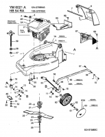 Ersatzteile Yard-Man Motormäher mit Antrieb YM 6021 A Typ: 12A-Q78B643  (2003) Höhenverstellung, Räder vorne