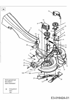 Ersatzteile Gutbrod Rasentraktoren GLX 92 RHL Typ: 13AD516E690  (2002) Mähwerk E (36/92cm) mit 1 Spannrolle