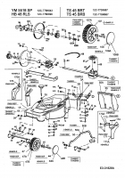 Ersatzteile Turbo Silent Motormäher mit Antrieb TS 45 BR-B Typ: 12C-T78M667  (2003) Getriebe, Höhenverstellung, Räder