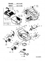 Ersatzteile Floraself Elektromäher 1645 E Typ: 18D-T1H-668  (2004) Grasfangkorb, Höhenverstellung, Messer, Räder