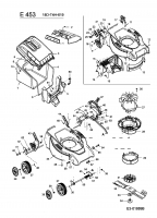 Ersatzteile Fleurelle Elektromäher E 453 Typ: 18D-T4H-619  (2005) Elektromotor, Grasfangsack, Höhenverstellung, Messer