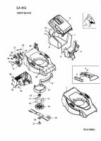 Ersatzteile Fleurelle Elektromäher EA 453 Typ: 18DRT5K-619  (2004) Grasfangsack, Messer, Mulchstopfen