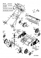 Ersatzteile MTD Elektro Vertikutierer VE 40 Typ: 16AF5AEA678  (2004) Höhenverstellung, Holm, Räder 