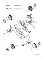 Ersatzteile Fleurelle Motormäher mit Antrieb BA 451 Typ: 12D-T53J619  (2005) Höhenverstellung, Räder