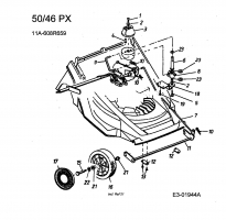 Ersatzteile New Eurostar Motormäher 50-46 PX Typ: 11A-608R659 (2004) Höhenverstellung, Räder vorne