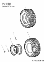 Ersatzteile MTD Rasentraktor SE 155 H Typ: 13AP518E678  (2002) Räder hinten 18x6.5 bis 31.01.2002 