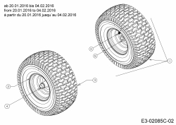 Ersatzteile MTD Rasentraktor 220/105 H Typ: 13HU99KN676  (2016) Räder vorne 15x6 ab 20.01.2016 bis 04.02.2016 