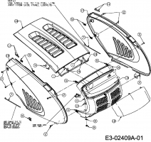 Ersatzteile Lawnflite Rasentraktoren 908 Typ: 13BP509N611  (2006) Motorhaube 9-Style