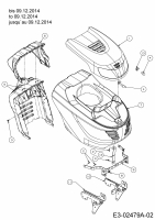 Ersatzteile Massey Ferguson Rasentraktoren MF 41-18 RH Typ: 13HJ71GN695 (2015) Motorhaube G-Style bis 09.12.2014