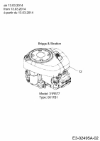 Cub Cadet Ersatzteile Rasentraktoren CC 1016 AE 13HD90AE603  (2014) Motor Briggs & Stratton ab 13.03.2014