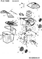 Ersatzteile Fleurelle Elektromäher FLE 1440 Typ: 18A-N4S-619  (2005) Grasfangsack, Höhenverstellung, Räder