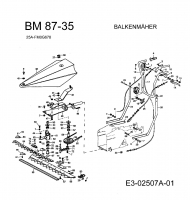 Ersatzteile MTD Balkenmäher BM 87-35 Typ: 25A-FM0G678  (2005) Bowdenzüge, Holm, Mähbalken 