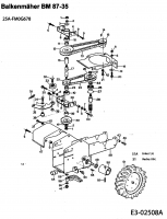 Ersatzteile MTD Balkenmäher BM 87-35 Typ: 25A-FM0G678  (2005) Fahrantrieb, Räder 