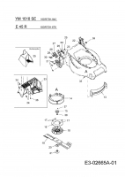 Ersatzteile Yard-Man Elektromäher mit Antrieb YM 1618 SE Typ: 18ERT5H-643  (2007) Leitblech vorne, Leitstück hinten, Messer, Mulchstopfen