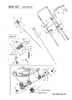 Ersatzteile Fleurelle Motormäher mit Antrieb BAE 451 Typ: 12EET53K619  (2006) Getriebe, Holm