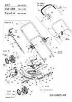 Ersatzteile MTD Elektro Rasenmäher ohne Antrieb 46 E Typ: 18B-J1H-600  (2008) Höhenverstellung, Holm, Räder 