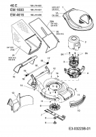 Ersatzteile MTD Elektro Rasenmäher ohne Antrieb 46 E Typ: 18B-J1H-600  (2008) Grasfangsack, Messer, Motor 