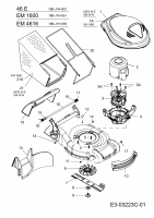 Ersatzteile MTD Elektro Rasenmäher ohne Antrieb 46 E Typ: 18B-J1H-600  (2009) Grasfangsack, Messer, Motor 