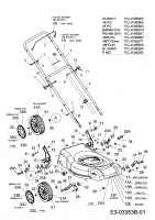 Ersatzteile MTD Benzin Rasenmäher ohne Antrieb 46 PO Typ: 11C-J1MD600  (2008) Höhenverstellung, Holm, Räder 