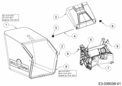 Ersatzteile WOLF-Garten Benzin Rasenmäher mit Antrieb WS 46 A Typ: 12B-TZ5N650  (2017) Grasfangsack, Heckklappe, Leitstück hinten 