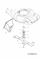 Ersatzteile WOLF-Garten Benzin Rasenmäher mit Antrieb Ambition 460 AHHW Typ: 12A-TVBQ650  (2014) Messer, Messeraufnahme, Mulchstopfen 