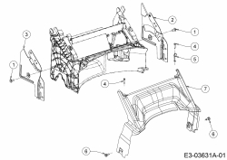 Ersatzteile WOLF-Garten Benzin Rasenmäher mit Antrieb Select 4200 A Typ: 12A-LOJD650  (2014) Abdeckung hinten 