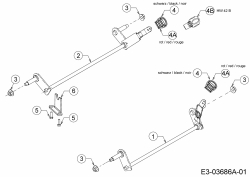 Ersatzteile Mr.Gardener Motormäher HW 42 B Typ: 11A-LL5B629  (2014) Achsen, Höhenverstellung