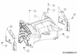 Ersatzteile WOLF-Garten Benzin Rasenmäher mit Antrieb A 530 AVHWIS Typ: 12ARPV6J650  (2015) Abdeckung hinten, Holmbraketten 