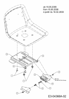 Ersatzteile Mastercut Rasentraktoren Mastercut 76 Typ: 13AH760C659  (2008) Sitzträger ab 16.06.2008