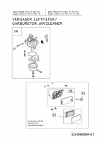Ersatzteile MTD-Motoren Vertikal 1P61FH Typ: 752Z1P61FH  (2008) Vergaser, Luftfilter
