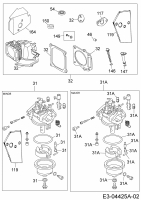 Ersatzteile MTD-Motoren Vertikal 1P70LH Typ: 752Z1P70LH  (2007) Motordichtsatz, Reparaturkit Vergaser