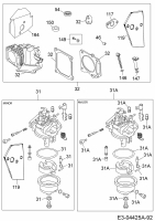 Ersatzteile MTD-Motoren Vertikal 1P70MH Typ: 752Z1P70MH  (2008) Motordichtsatz, Reparaturkit Vergaser
